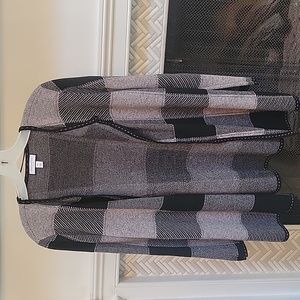 Charter club PL black gray plaid long sweater